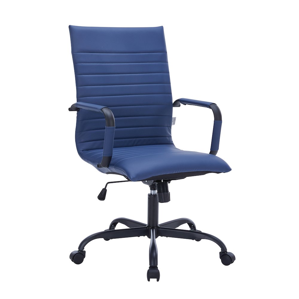 Harris Leather Office Chair in Blue With Black Frame