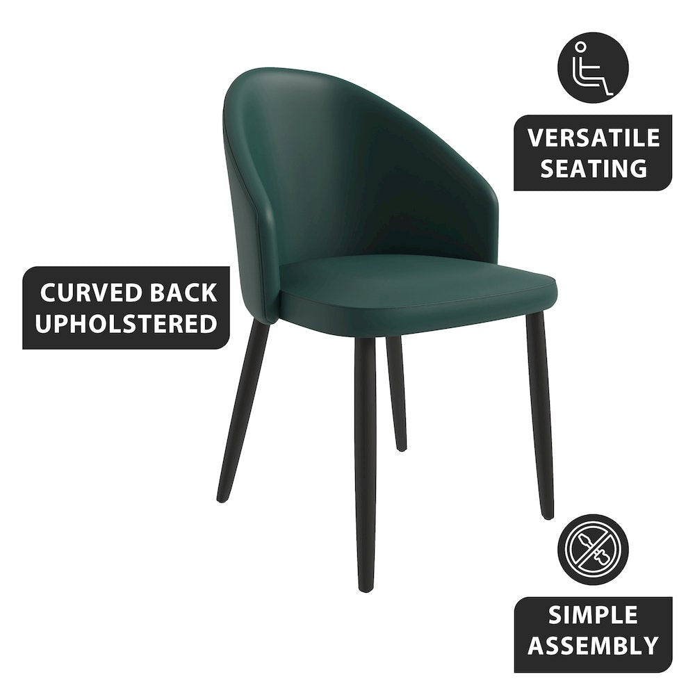 Paradiso Collection Modern Dining Seat in Green  Set of 2