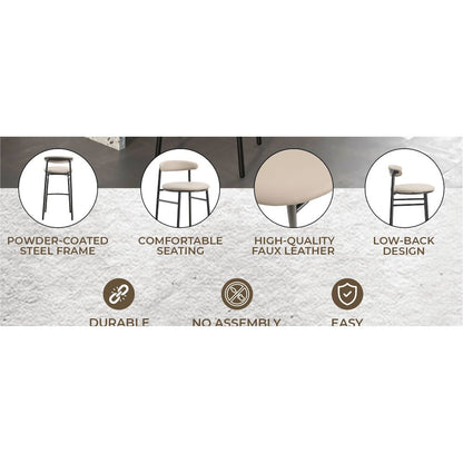 Lume Collection Modern Bar Stool in Dark Taupe