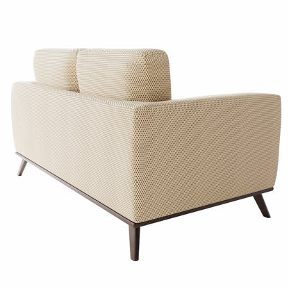 Chester Modern Faux Leather Loveseat in Beige Mesh