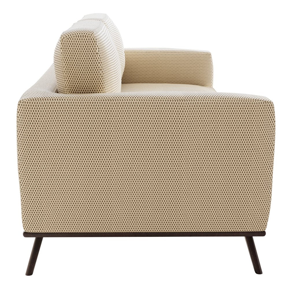 Chester Modern Faux Leather Loveseat in Beige Mesh