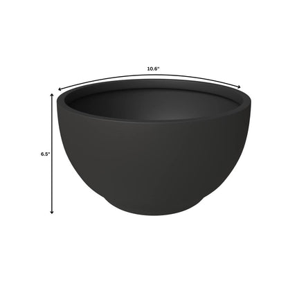 Grove Series Hemisphere Poly Clay Planter in Black 10.6 Dia, 5.9 High