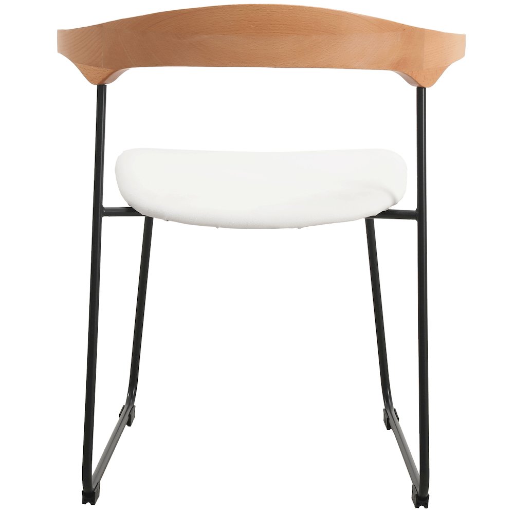 Lyra Collection Modern Chair in Natural Wood back and White Seat