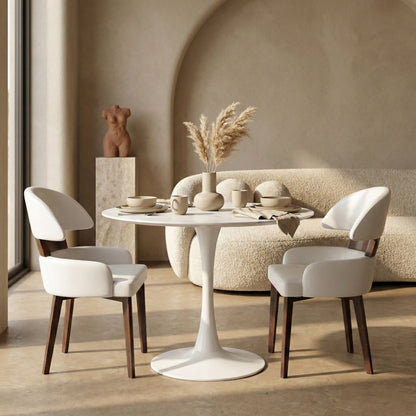 Bristol Series Dining Table White Base With White Stone 24" Round Top