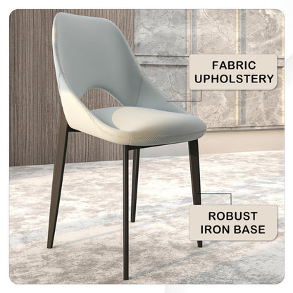 Amalfi Collection Modern Fabric Dining Chair in Coconut White - Set of 4