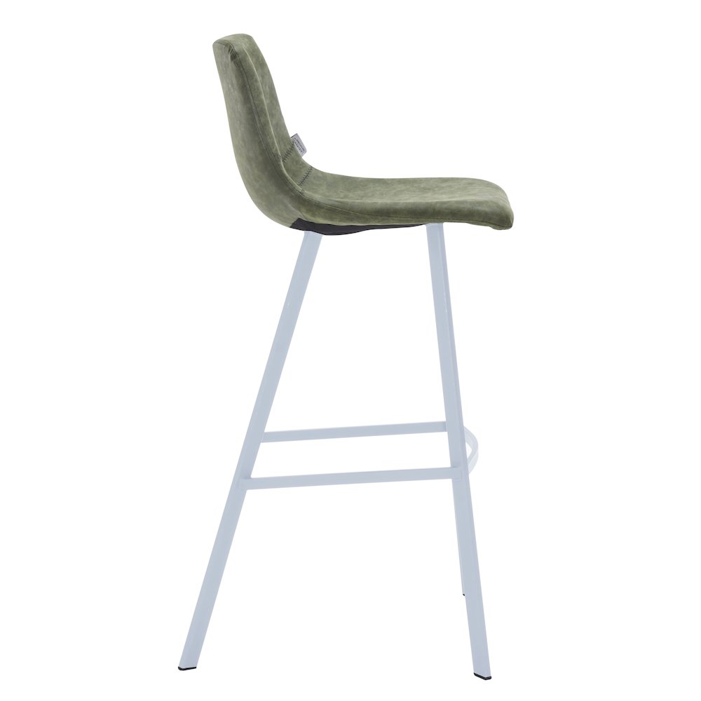 Elland - Bar stool - Olive Green- White Base