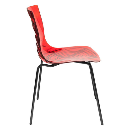 Astor Water Ripple Design Dining Chair in Black Base Trans Red Seat Set of 2