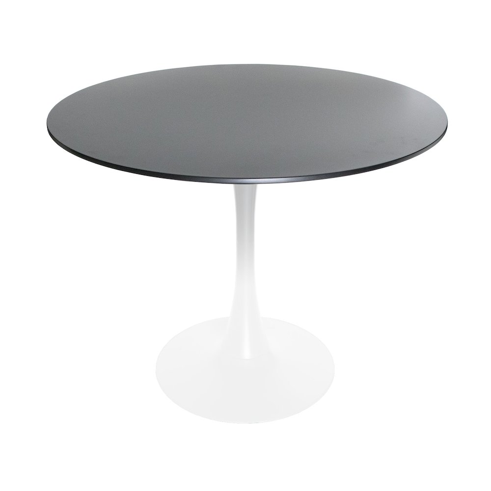 5-Piece Dining Set 35" Round Dining Table in Chrome - Transparent Red