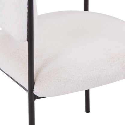 Cyril Collection Modern Chair in White Faux Fur