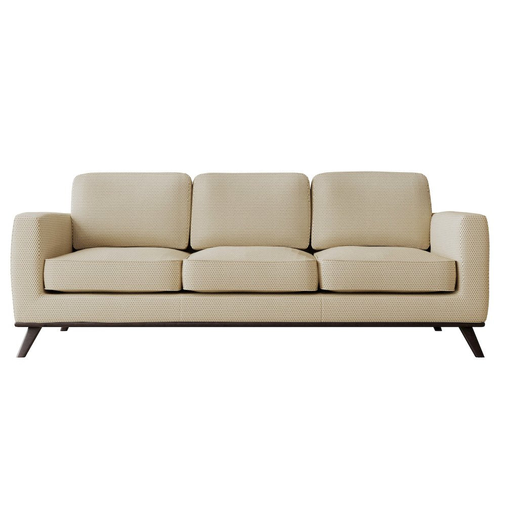 Chester Modern Faux Leather Sofa in Beige Mesh