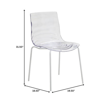 Astor Water Ripple Design Dining Chair in White Base Clear Seat Set of 4