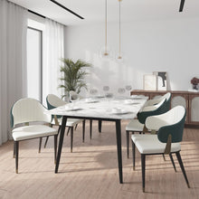 Zayle 7-Piece Dining Set with 55" Rectangular Dining Table in Green