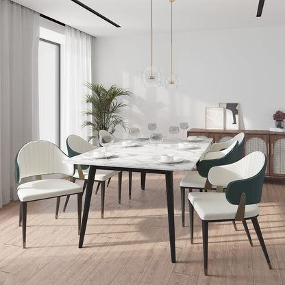 Zayle 7-Piece Dining Set with 55" Rectangular Dining Table in Green