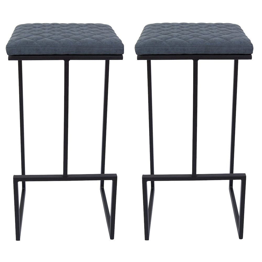 Quincy Leather Bar Stools With Metal Frame Set of 2