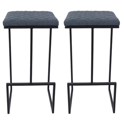 Quincy Leather Bar Stools With Metal Frame Set of 2
