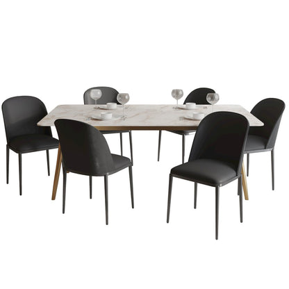 Zayle 7-Piece Dining Set with 55" Rectangular Dining Table in Black/Black