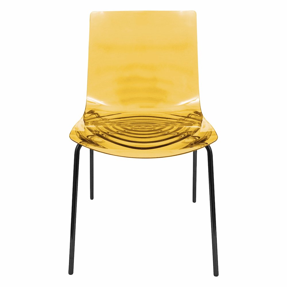 Astor Water Ripple Design Dining Chair in Black Base Orange Seat Set of 2