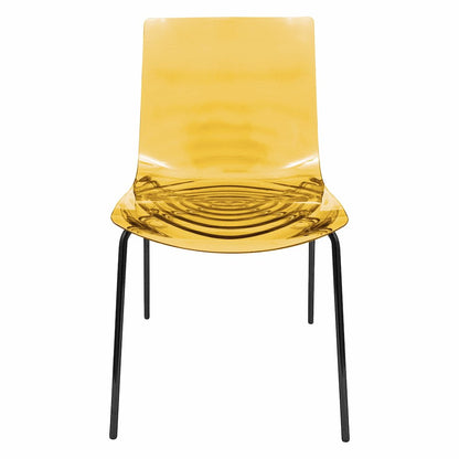 Astor Water Ripple Design Dining Chair in Black Base Orange Seat Set of 2