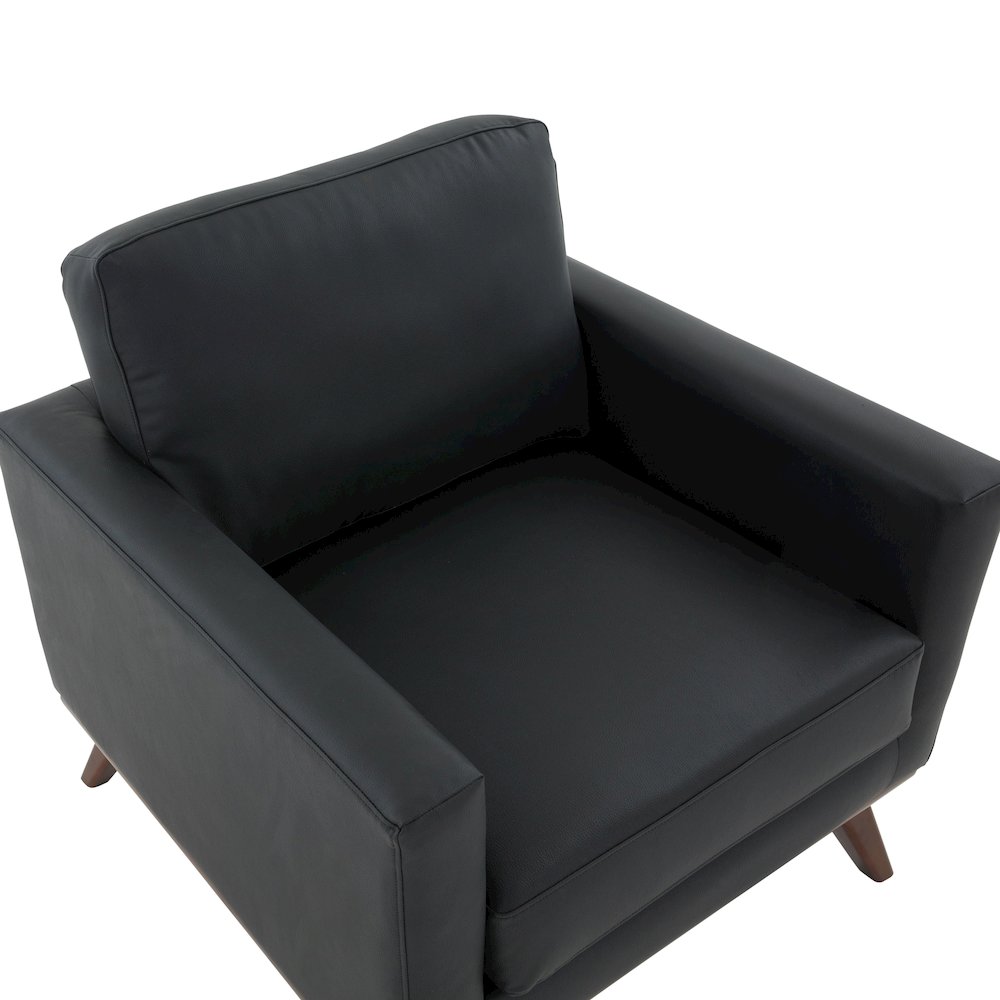 Chester Modern Leather Accent Arm Chair With Birch Wood Base