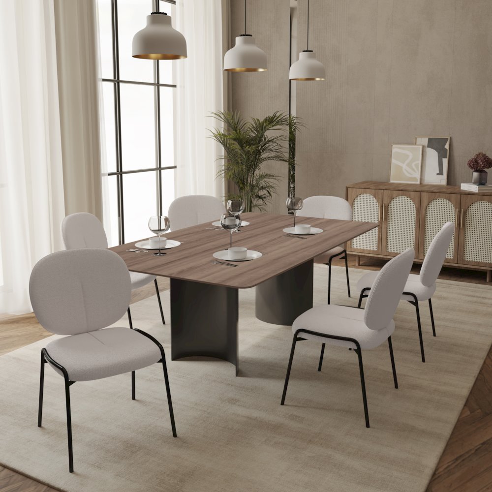 Zelan Series Modern Dining Table in Red Oak