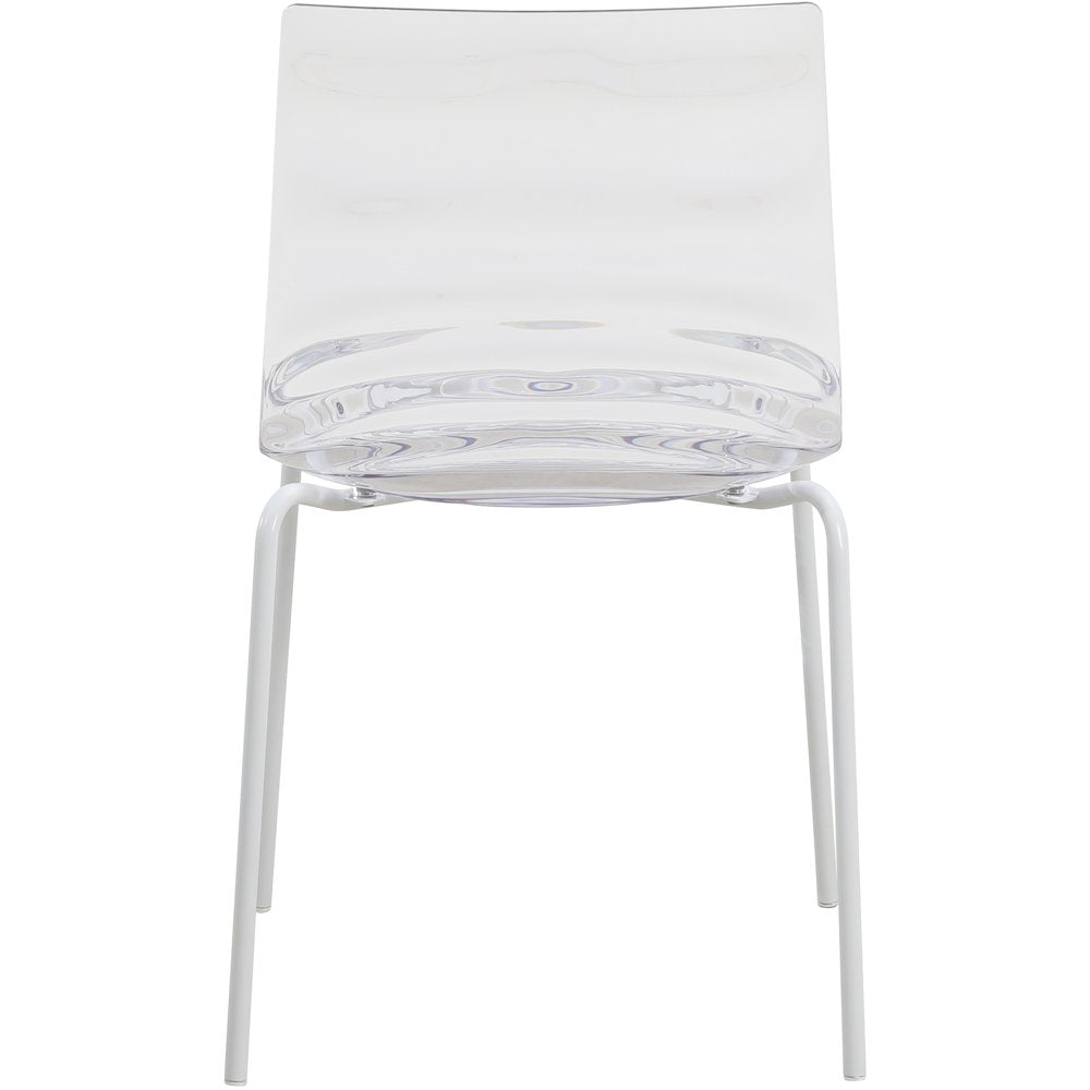Astor Water Ripple Design Dining Chair in White Base Clear Seat Set of 4