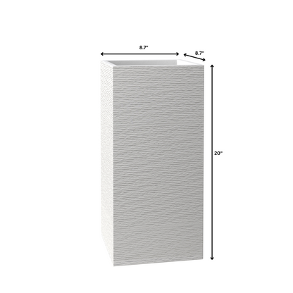 Basalt Series Poly Stone Planter 8.7" Square 19.7" High in White