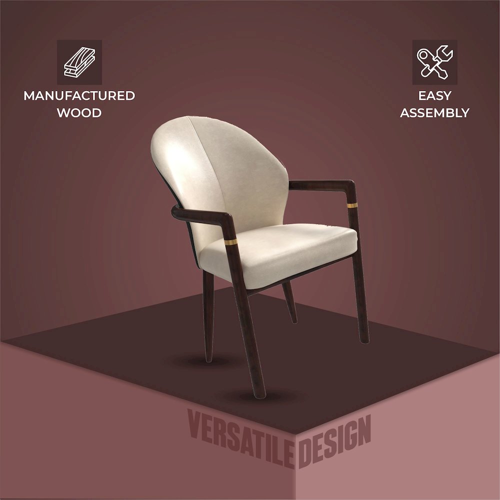 Opaline Series Elegant Wooden Dining Chair in Black Velvet and Toupe