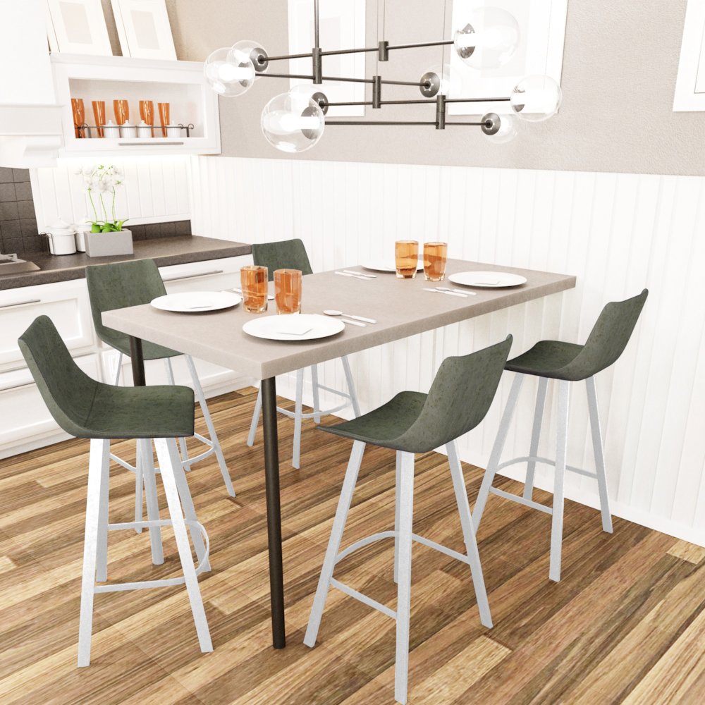 Elland - Bar stool - Olive Green- White Base