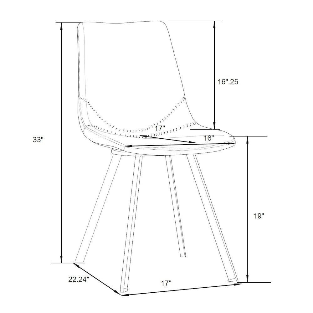 Markley Modern Leather Dining Chair With Metal Legs Set of 4