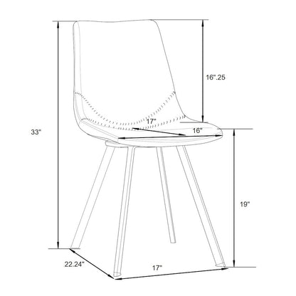 Markley Modern Leather Dining Chair With Metal Legs Set of 4