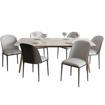 Zayle 7-Piece Dining Set with 55" Dining Table in Black/Platinum Blue