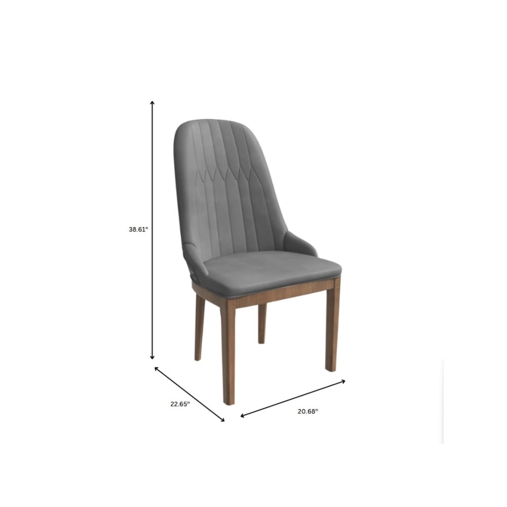 Verisma Collection Modern Wooden Dining Chair in Grey Set of 2