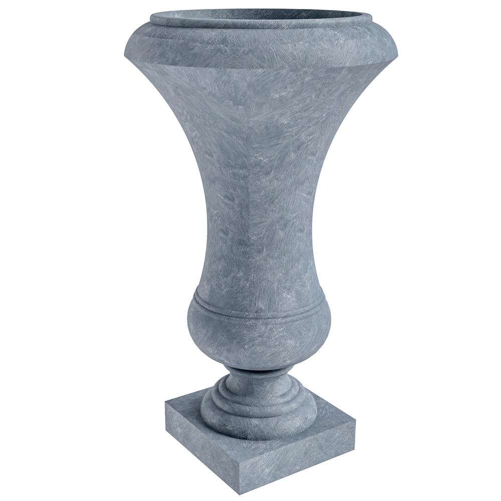 Daisy Series Poly Fiber Stone Planter in Aged Concrete, 14 Dia, 24.8 High