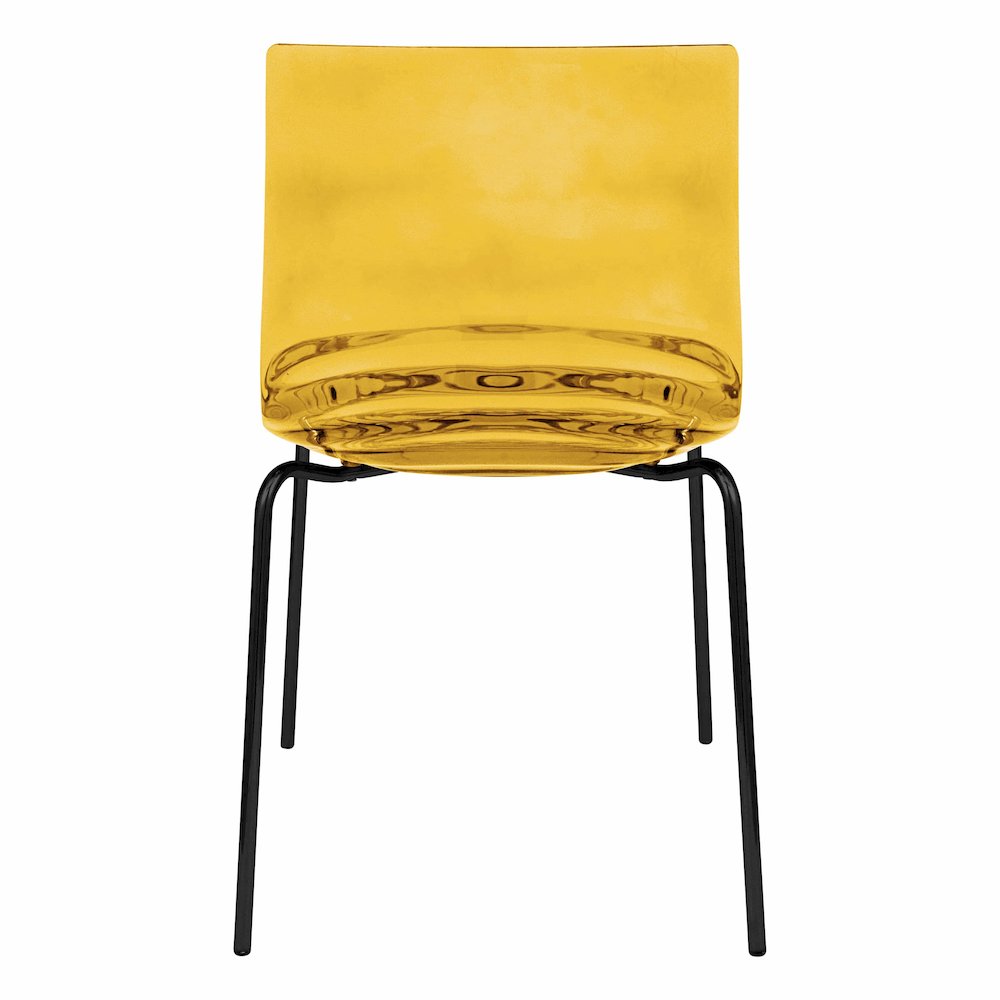 Astor Water Ripple Design Dining Chair in Black Base Orange Seat Set of 2