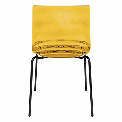 Astor Water Ripple Design Dining Chair in Black Base Orange Seat Set of 2