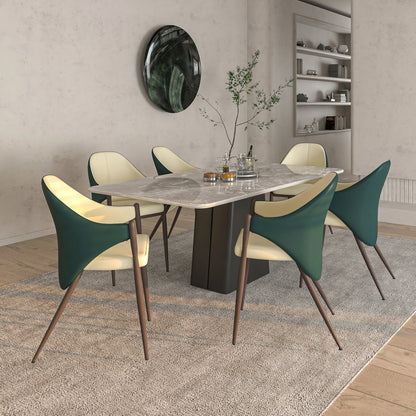 Sante Collection Modern Dining Chair Set of 2 in Cream/Green