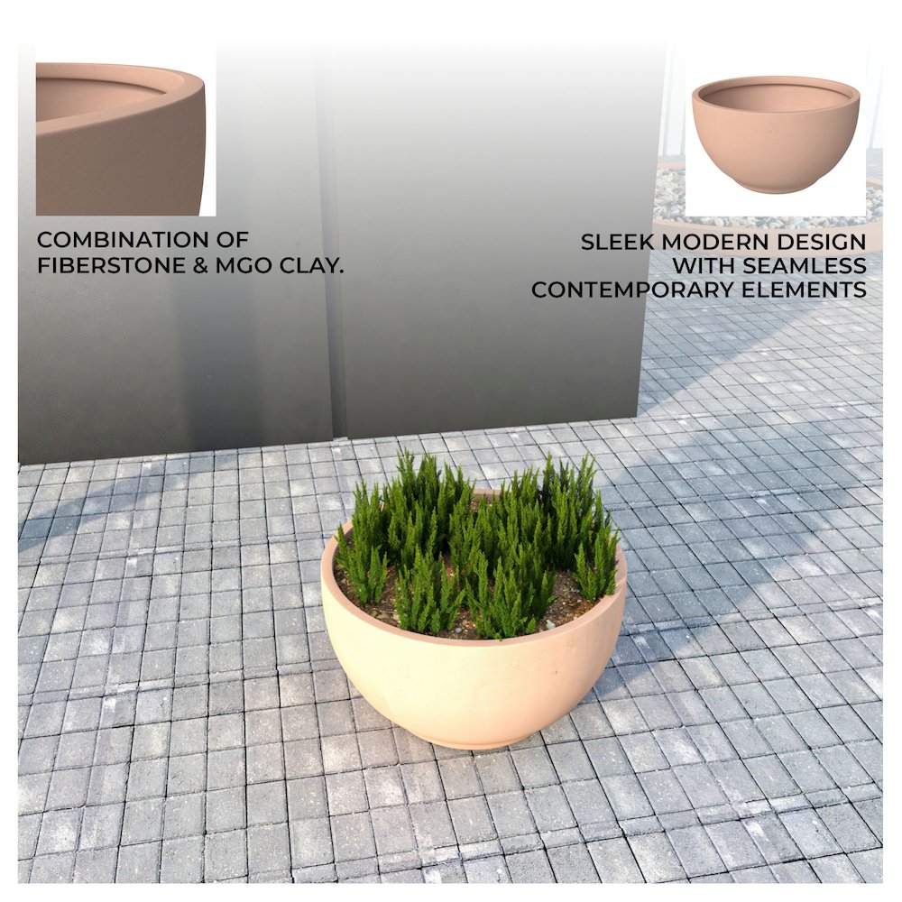 Grove Series Hemisphere Poly Clay Planter in Terra cotta Color 10.6 Dia, 5.9