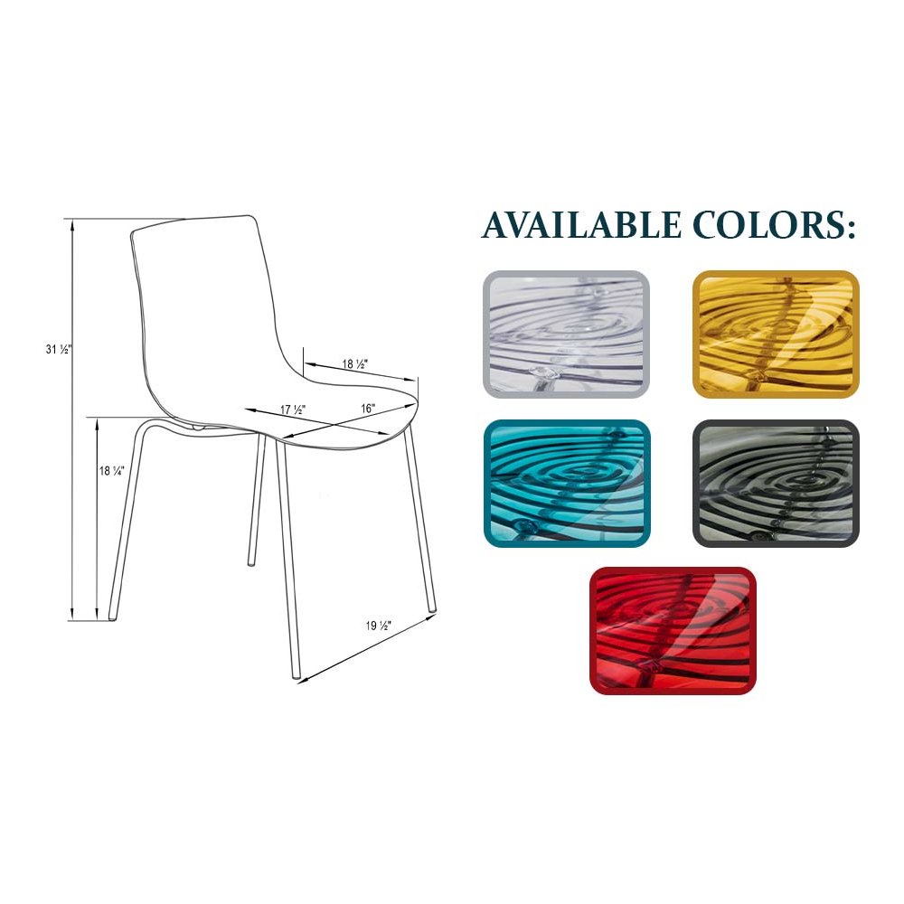 Astor Water Ripple Design Dining Chair in White Base Clear Seat Set of 2