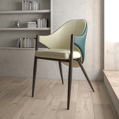 Sante Collection Modern Dining Chair Set of 2 in Cream/Green
