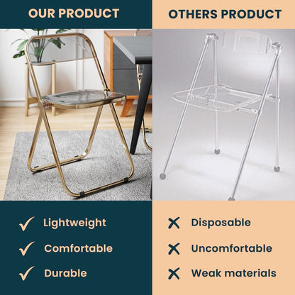 Lawrence Acrylic Folding Chair With Gold Metal Frame