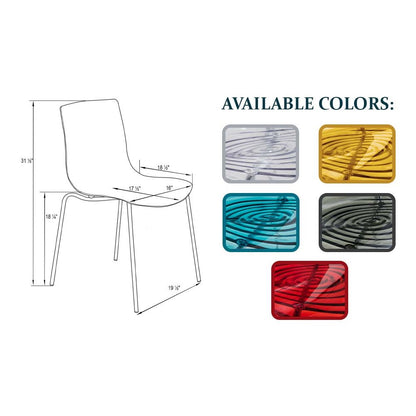 Astor Water Ripple Design Dining Chair in White Base Clear Seat Set of 4
