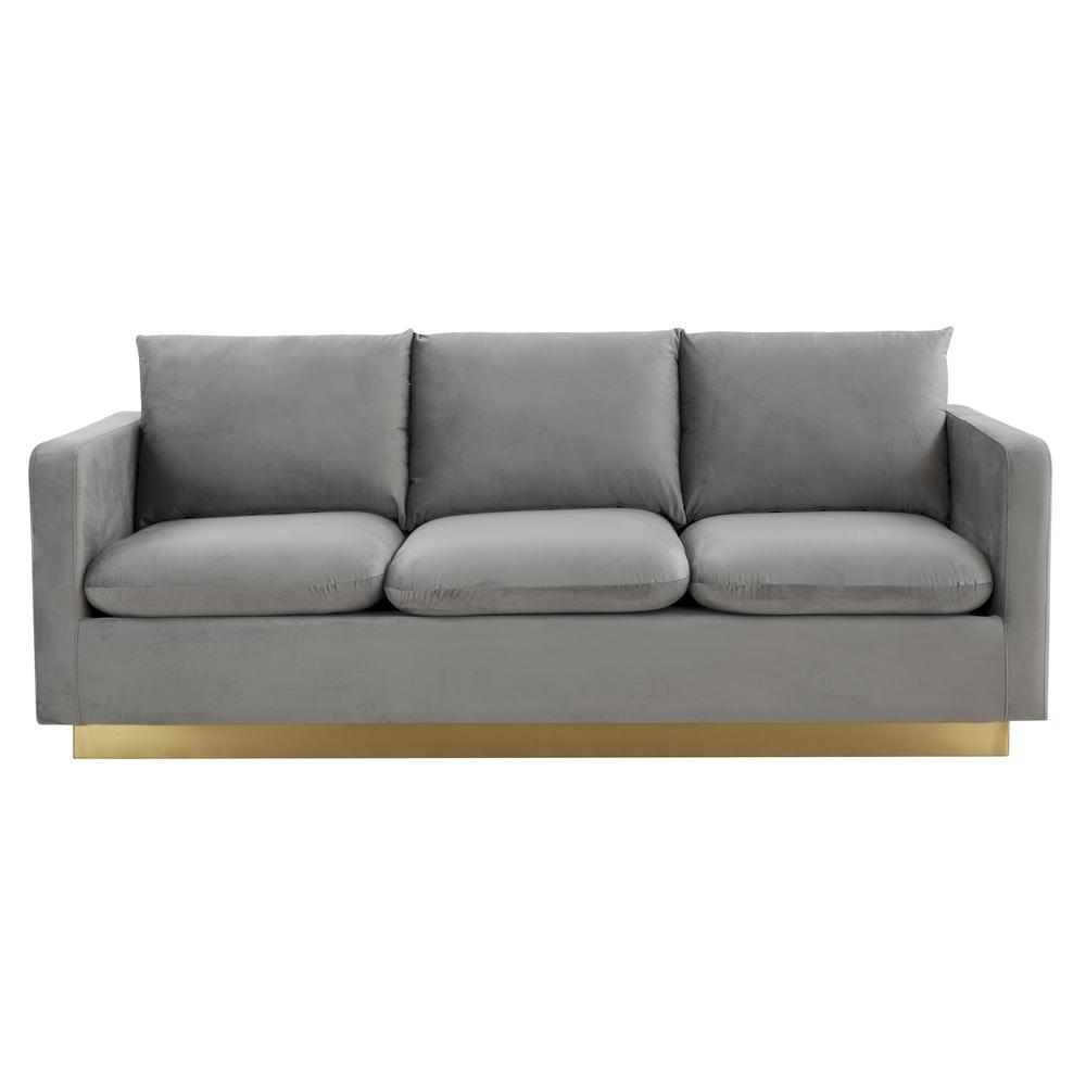 Nervo Modern Mid-Century Upholstered Velvet Sofa with Gold Frame