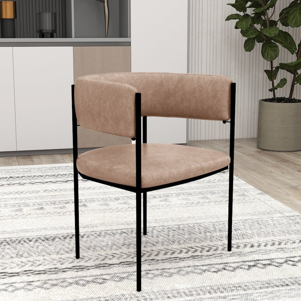 Cyril Collection Modern Chair in Light Brown Velvet