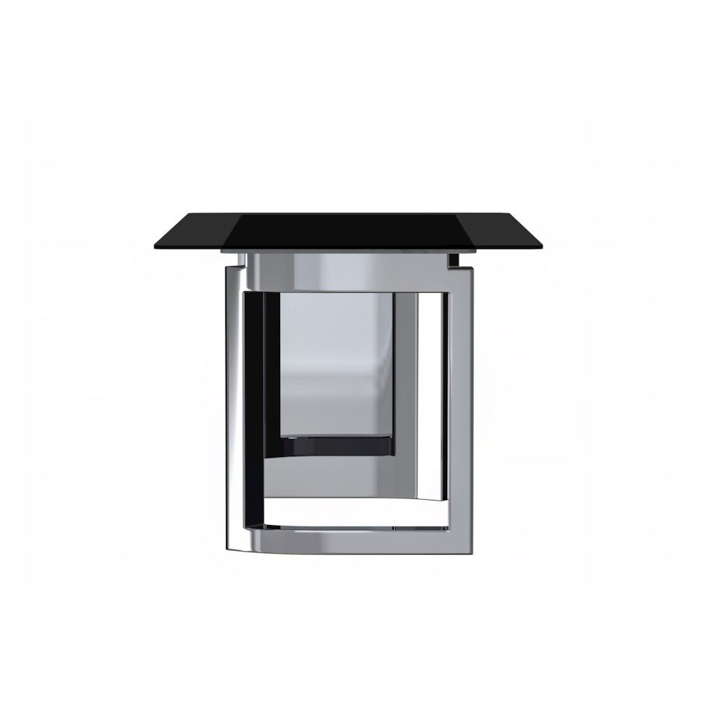 Astra Series Modern Dining Table Stainless Steel Base, With 55" Black Glass Top