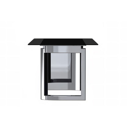 Astra Series Modern Dining Table Stainless Steel Base, With 55" Black Glass Top