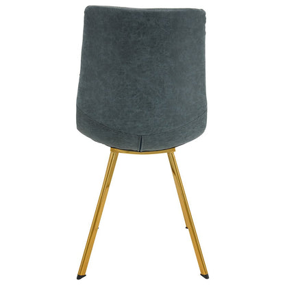 Markley Modern Leather Dining Chair With Gold Legs Set of 2