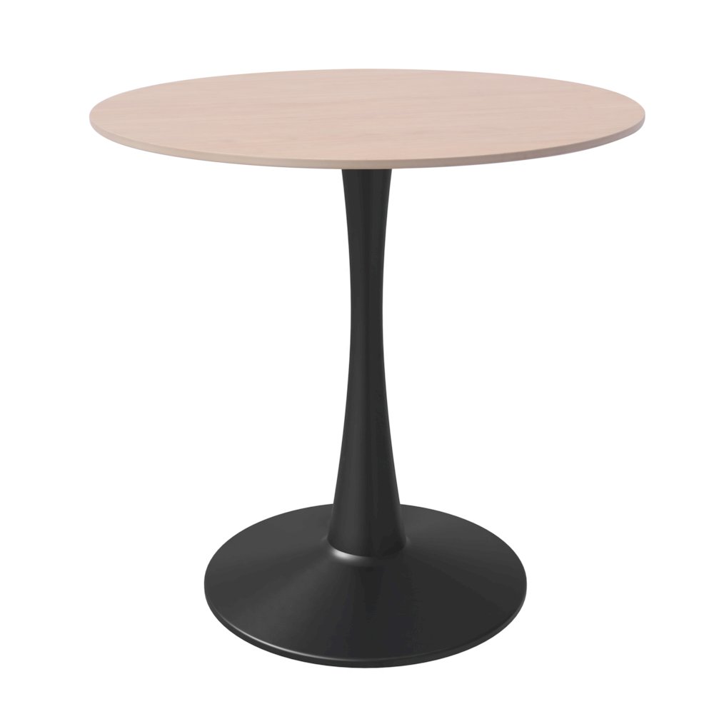 Bristol 27" Round Dining Table Black Base with Sintered Stone Natural Wood Top