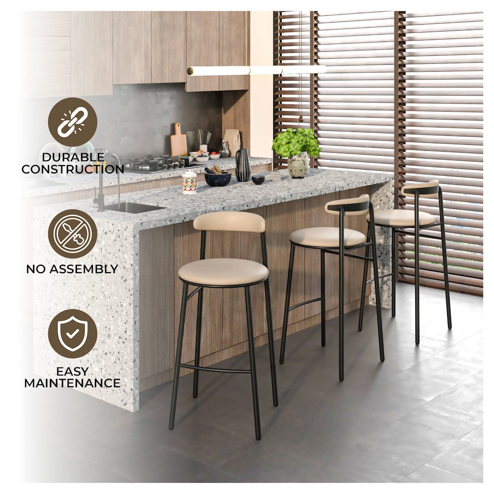 Lume Collection Modern Bar Stool in Dark Taupe