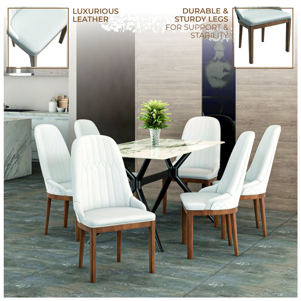 Verisma Collection Modern Wooden Dining Chair in White Set of 2