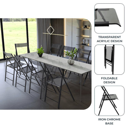 Menno Modern Acrylic Folding Chair Black Frame With Trans Black Seat